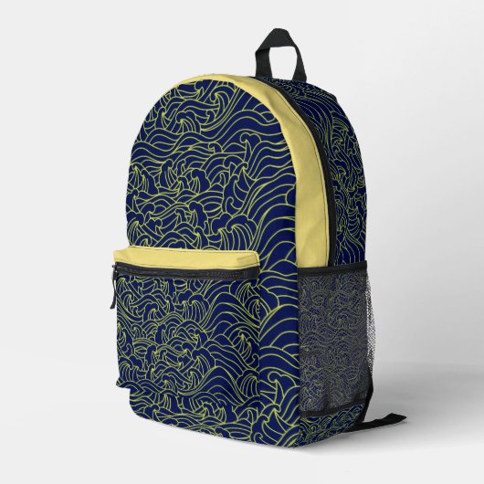 Japanese Art Pattern Backpack Bedrukte Rugzak (Achterkant Hoek Rechts)
