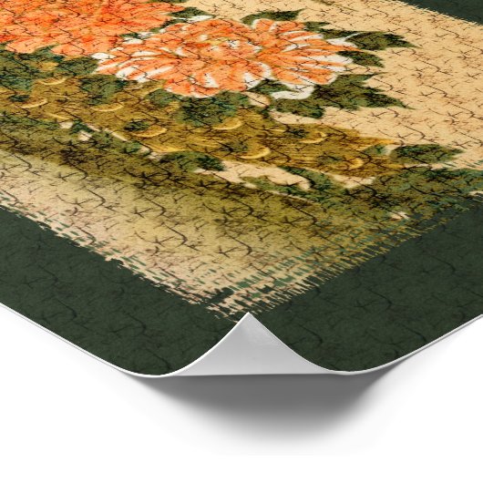 Japanese Art Peacock Flowers Poster (Hoek)