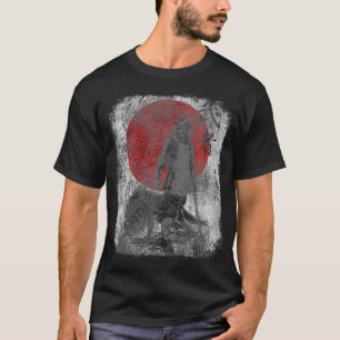Japanese Art Samurai Wolf Vintage Fighter Retro De T-shirt