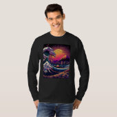 Japanese Art Ukiyo-e Style Retrowave Great Wave Of T-shirt (Voorkant volledig)