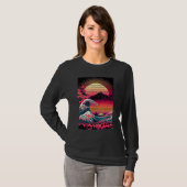 Japanese Art Ukiyo-e Style Retrowave Great Wave Of T-shirt (Voorkant volledig)