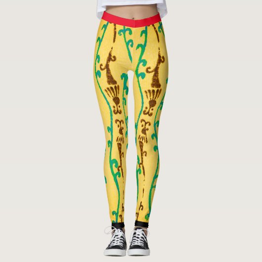 JAPANESE ARTIST KORIN PRINTED LEGGINGS YELLOW (Voorkant)