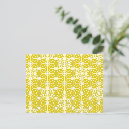 Japanese Asanoha or Star Pattern, mustard gold Briefkaart (Staand voorkant)