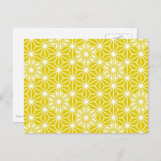 Japanese Asanoha or Star Pattern, mustard gold Briefkaart (Voorkant / Achterkant)