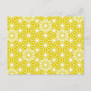 Japanese Asanoha or Star Pattern, mustard gold Briefkaart