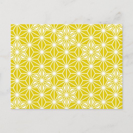 Japanese Asanoha or Star Pattern, mustard gold Briefkaart (Voorkant)