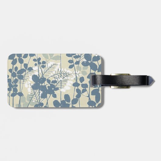 Japanese Asian Blue Leaf Flower Bagagelabel (Achterkant horizontaal)