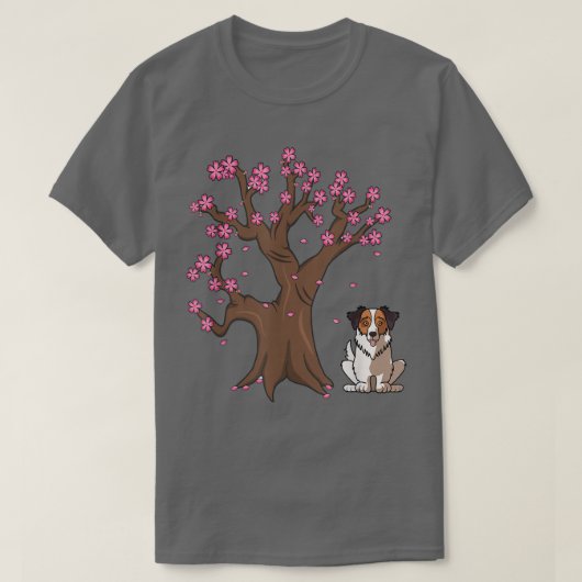 Japanese Australian Shepherd Aussie Dog Cherry Blo T-shirt (Design voorkant)
