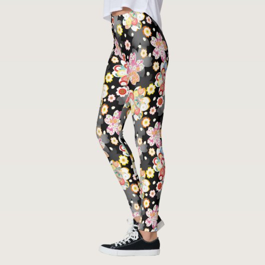 Japanese Background with Cherry Blossoms and Balls Leggings (Links)