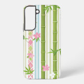 Japanese Bamboo and Floral Stripe Pattern Samsung Galaxy Hoesje (Achterkant)