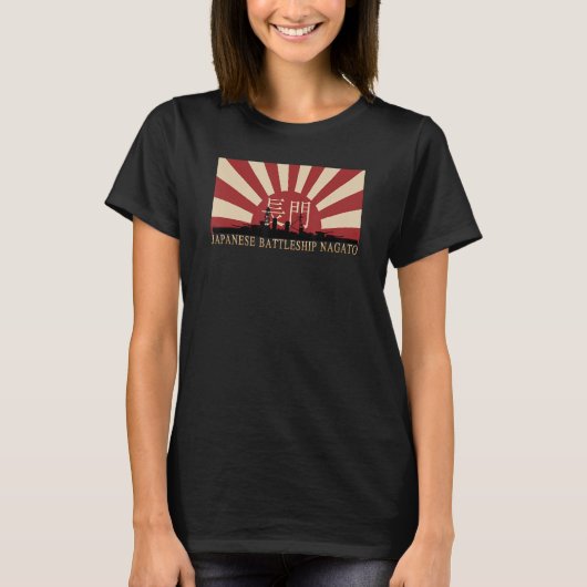 Japanese Battleship Nagato Rising Sun Flag T-shirt (Voorkant)