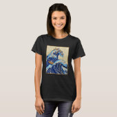 Japanese Big Wave of Cats Surfing Kanagawa Wave Vi T-shirt (Voorkant volledig)