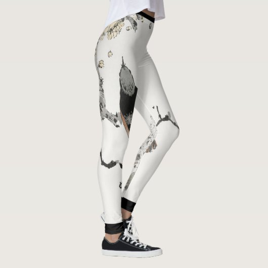 JAPANESE BIRD MET CHERRY BLOSSOM AFDRUKTE LEGGINGS (Rechts)