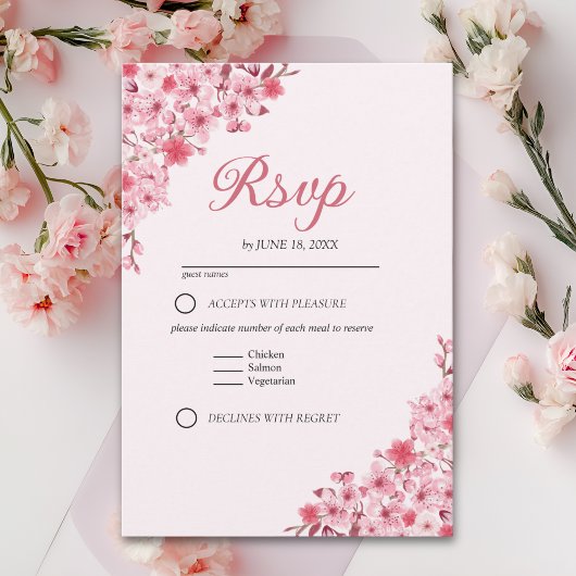 Japanese Blossom Wedding – Pink Floral RSVP