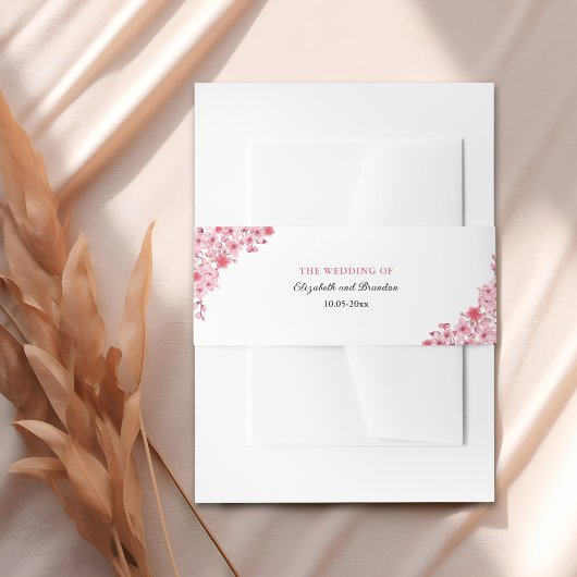 Japanese Blossom Wedding – Pink Floral Uitnodigingen Wikkel
