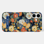 Japanese Blue Floral Pattern Monogrammed Case-Mate iPhone Case (Achterkant (horizontaal))