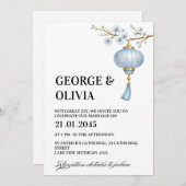 Japanese Blue Lantern Wedding Kaart (Voorkant / Achterkant)