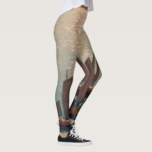 JAPANESE BOATS OP Leggings MET AFDRUKTE WATER (Rechts)