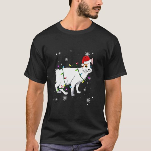 Japanese Bobtail Cat Christmas Lights Christmas Ca T-shirt (Voorkant)