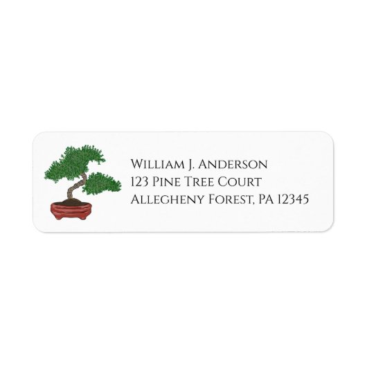 Japanese Bonsai Tree Return Address Labels (Voorkant)