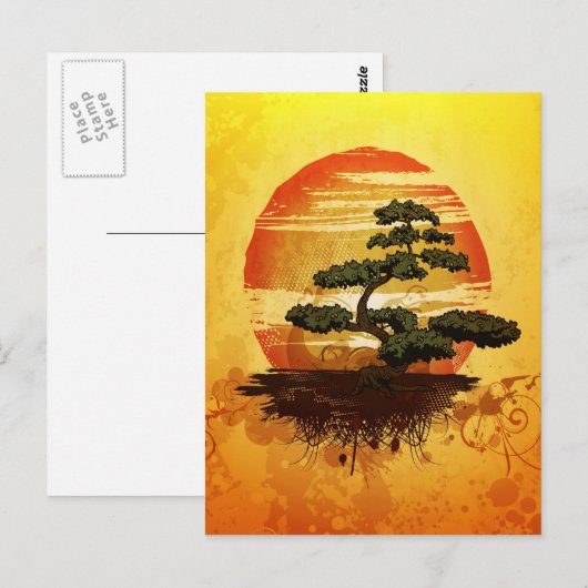 Japanese Bonsai Tree Sunset Briefkaart (Voorkant / Achterkant)