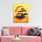 Japanese Bonsai Tree Sunset Canvas Afdruk (Insitu (Woonkamer))