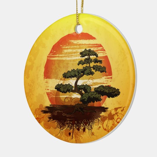 Japanese Bonsai Tree Sunset Keramisch Ornament (Links)