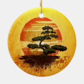 Japanese Bonsai Tree Sunset Keramisch Ornament (Achterkant)