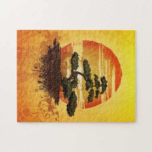 Japanese Bonsai Tree Sunset Legpuzzel (Horizontaal)