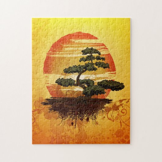 Japanese Bonsai Tree Sunset Legpuzzel (Verticaal)