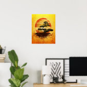 Japanese Bonsai Tree Sunset Poster (Thuiskantoor)