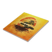 Japanese Bonsai Tree Sunset Tegeltje (Zijkant)