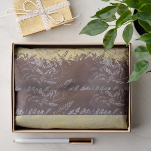 Japanese Botanical Minimal Leaves Soft Gold Light Tissuepapier (Geschenk)