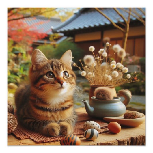 Japanese brown tabby cat perfect poster (Voorkant)