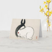JAPANESE BUNNY AFDRUKTE Wenskaart Kaart (Gele Bloem)