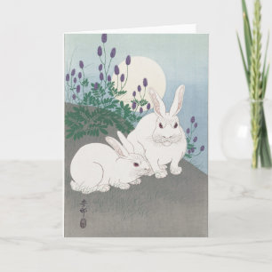 JAPANESE BUNNY EN MOON FOLED WENSKAART KAART