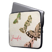 JAPANESE BUTTERFLIES CUSTOM NAME NEOPRENE HOESJE LAPTOP SLEEVE (Voorkant Links)