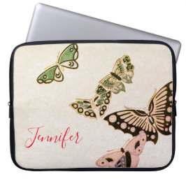 JAPANESE BUTTERFLIES CUSTOM NAME NEOPRENE HOESJE LAPTOP SLEEVE