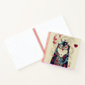 JAPANESE CAT IN SNAKE TATTOO, Red Heart Notitieboek (Binnen)