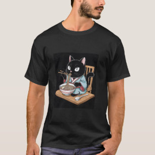 Japanese Cat Manga Dierenvriend Ramen Noodle Anime T-shirt