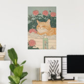 Japanese Cat Print Ginger Tabby in Bathroom (Thuiskantoor)