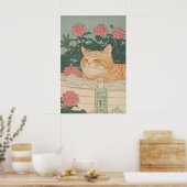 Japanese Cat Print Ginger Tabby in Bathroom (Keuken)