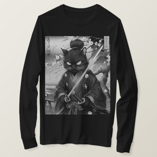 Japanese Cat Samurai Warrior T-shirt (Design voorkant)