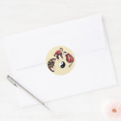 JAPANESE CATS, DRAGON RED DEVIL TATTOOS, YIN YANG RONDE STICKER (Envelop)