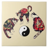 JAPANESE CATS, DRAGON RED DEVIL TATTOOS, YIN YANG TEGELTJE (Voorkant)