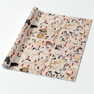 Japanese Cats Menagerie Woodblock Ukiyo-e Cadeaupapier