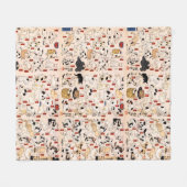 Japanese Cats Menagerie Woodblock Ukiyo-e Fleece Deken (Voorkant (Horizontaal))