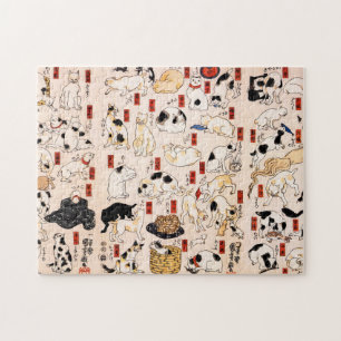 Japanese Cats Menagerie Woodblock Ukiyo-e Legpuzzel