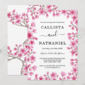 Japanese Cherry Blossom Floral Border Verloving Kaart (Voorkant / Achterkant)