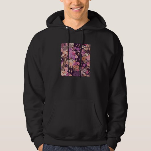 Japanese Cherry Blossom Flower Pink Sakura Floral Hoodie (Voorkant)